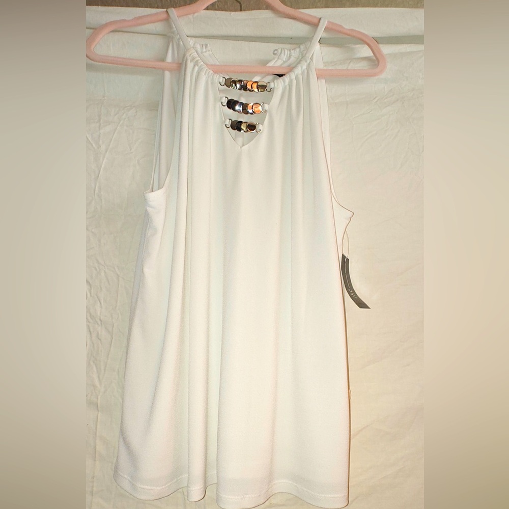 Bright white  sleeveless top by international concepts size L